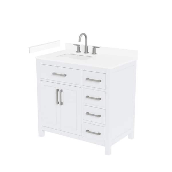 Beckett 36 in. Single Freestanding White Bath Vanity with White Cultured Marble Top