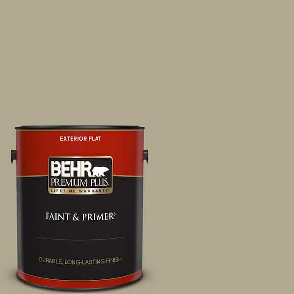 BEHR PREMIUM PLUS 1 gal. #BXC-22 Field Khaki Flat Exterior Paint & Primer