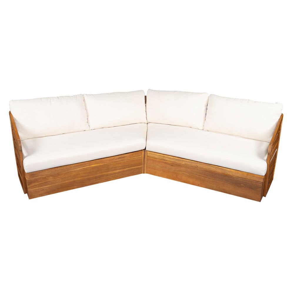 Teak Acacia Wood Patio Sofa Setctional Set with Beige Cushion price history on PriceWatchPro