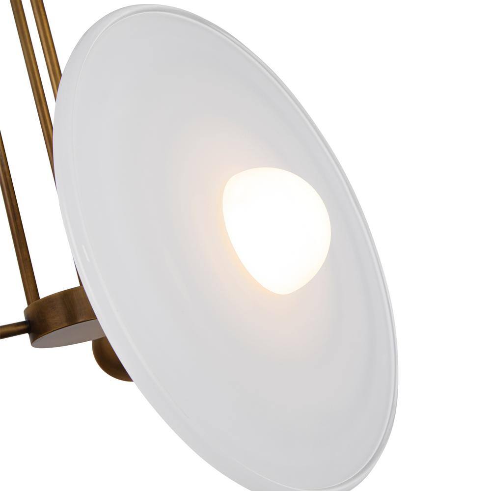 Vintage Brass and Glossy Opal Glass LED Pendant Light