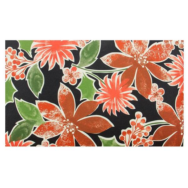 Home Accents Holiday Poinsettia Pop 18 in. x 30 in. Door Mat