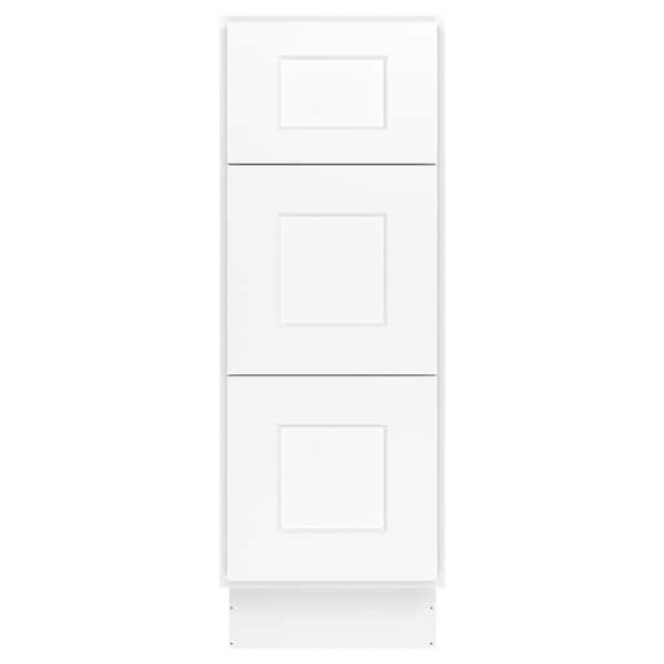 HOMEIBRO 12 in. W x 24 in. D x 34.5 in. H in Shaker White Plywood Ready to Assemble Floor Base Kitchen Cabinet with 3 Drawers