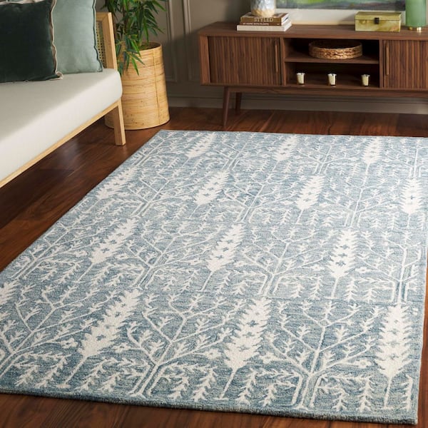 Jardin 8 ft. x 10 ft. Blue/Ivory Geometric Branches Area Rug