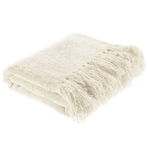 Ivory Oversized Chenille Throw Blanket