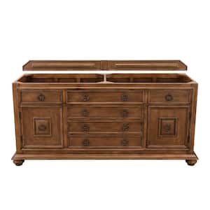 MykoNos 72 in. W x 22.75 D Double Vanity Cabinet Only in Cinnamon with Antique Iron Hardware