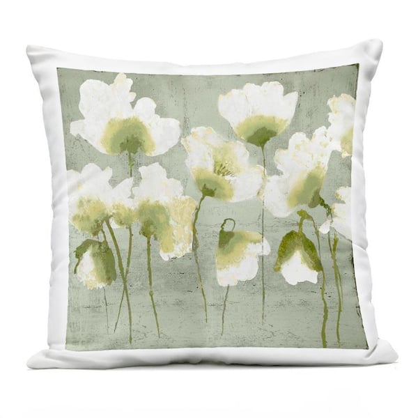 Charming Flower Impressions Green Square Outdoor Throw Pillow