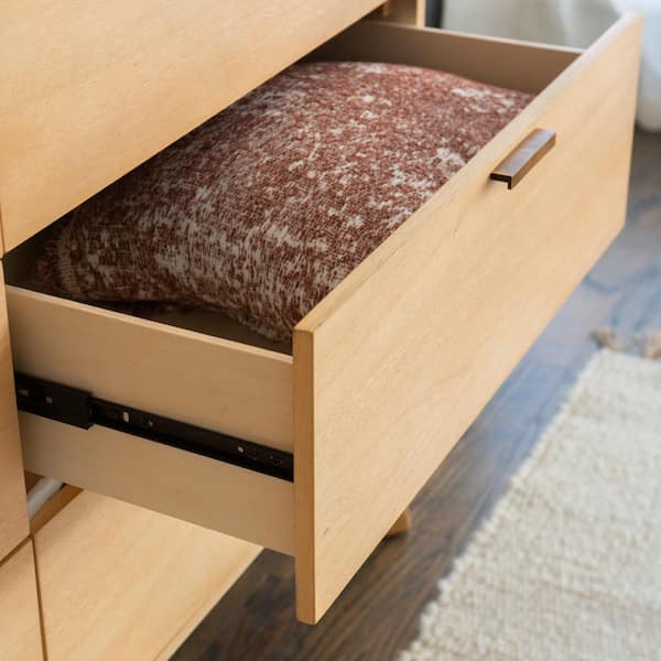 Ames Mid-Century Natural 6 Drawer 50 in. Dresser with Storage Ames Mid-Century Natural 6 Drawer 50 in. Dresser with Storage