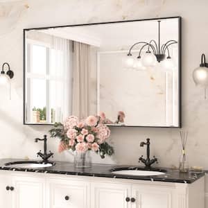 60 in. W x 36 in. H Rectangular Framed Black Mirrors for Bathroom Wall Beveled Mirror Bathroom Vanity Mirror Over Sink