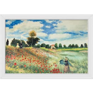 Poppy Field in Argenteuil by Claude Monet Galerie White Framed Nature Oil Painting Art Print 28 in. x 40 in.