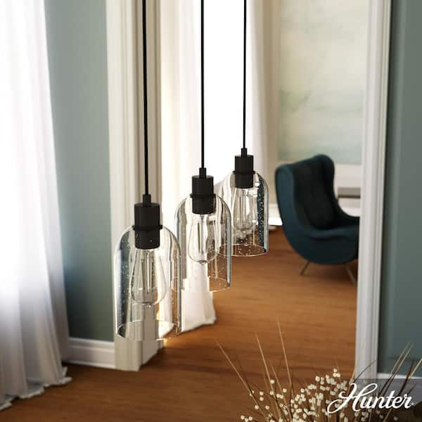 Hunter Lochemeade 3 Light Noble Bronze Shaded Chandelier with Clear ...