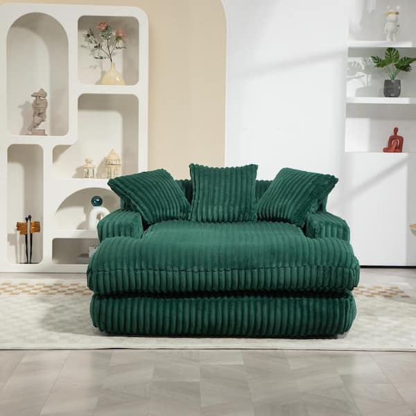 JUJABU 52 in. Emerald Corduroy Polyester 2-Seater Loveseat with 3