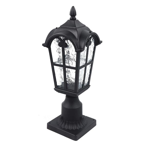 1 Light Black Retro Aluminum Hardwired Outdoor Waterproof Post Light for Gardens Yards Porches with No Bulbs Included