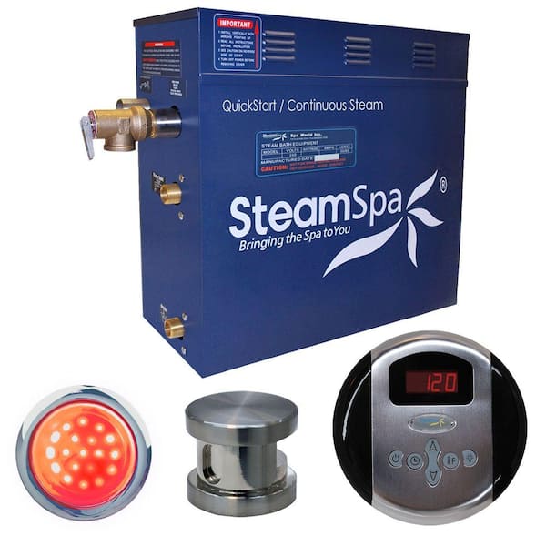 SteamSpa Indulgence 7.5kW Steam Bath Generator Control Kit Package in Brushed Nickel