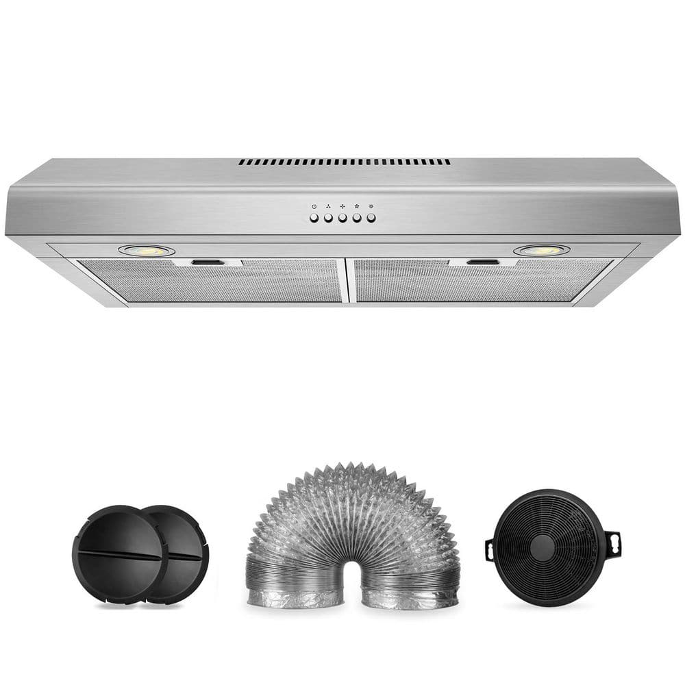 30 in. Duct Type 450 CFM Under Cabinet Range Hood in Stainless Steel