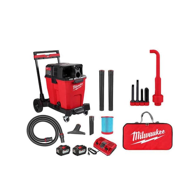 Milwaukee M18 FUEL 12 Gal Cordless Dual-Battery Wet/Dry Shop Vac Kit with AIR-TIP 1-1/4 in. - 2-1/2 in. Right Angle Tool and Bag