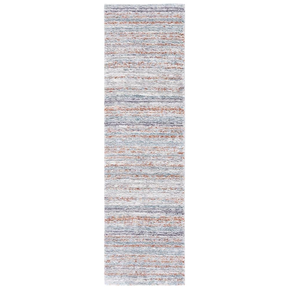 Blue Synthetic Flat Woven Shag Rug, 2' 3" x 8'