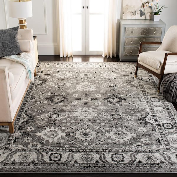 Vintage Hamadan Gray/Black 8 ft. x 10 ft. Border Area Rug