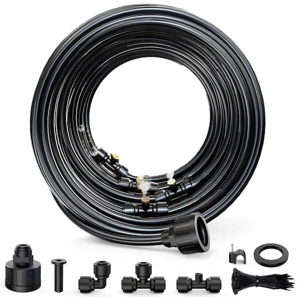 100FT Outdoor Misting Cooling System with 30 Brass Nozzles 2 Adapters 2 Tees 2 Elbows for Patio Garden Gazebo