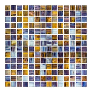 Vineyard Blue 11.875 in. x 11.875 in. Glossy Glass Mosaic Tile (19.58 sq. ft./Case)