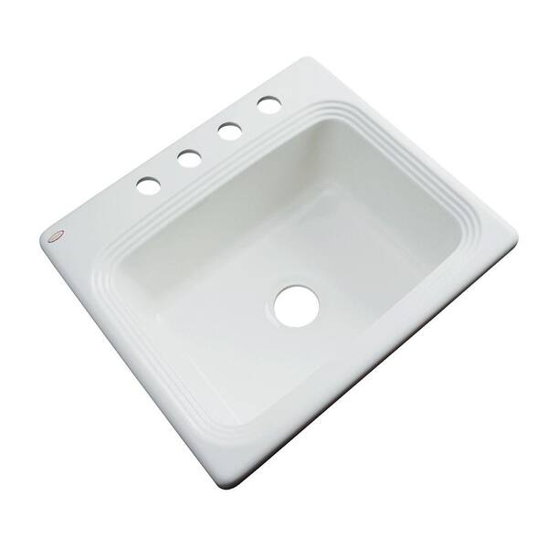 Thermocast Rochester Drop-In Acrylic 25 in. 4-Hole Single Bowl Kitchen Sink in Ice Grey