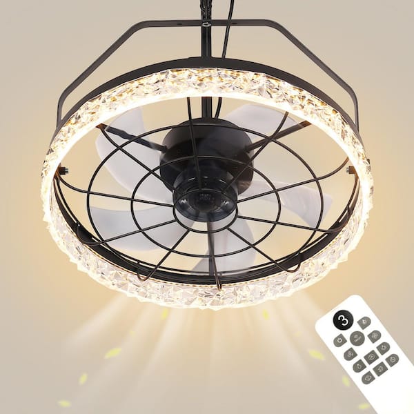 20 in. 5-Blade Standard Flush Mount Integrated LED Ceiling Fan Light with Remote Control, Black, 34-Watt LED, 3CCT