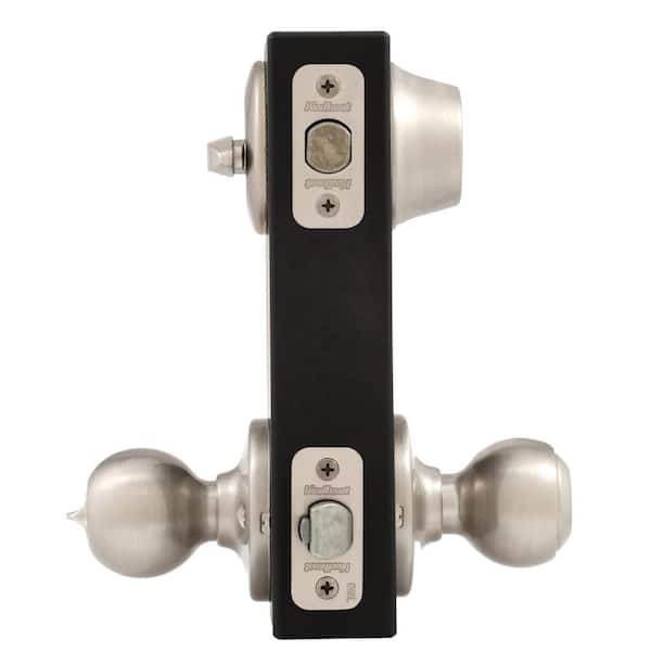 Polo Satin Nickel Entry Door Knob and Single Cylinder Deadbolt Combo Pack with Microban Antimicrobial Technology