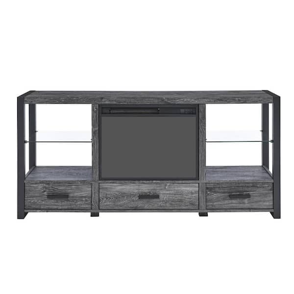 Tidoin 60 in. W Freestanding Infrared Smart Electric Fireplace TV Stand in Dark Oak with Remote Control