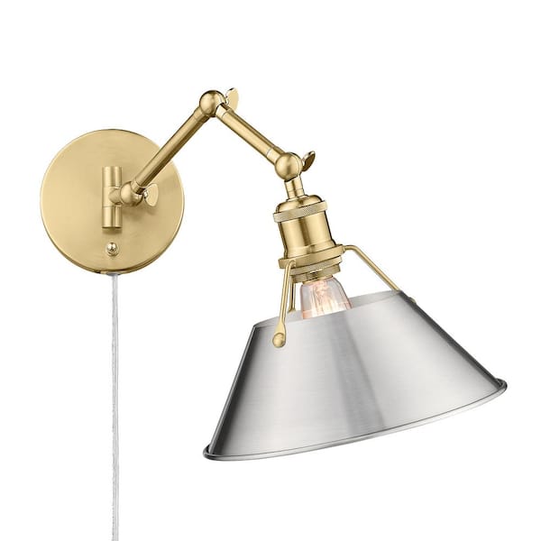 Golden Lighting Orwell 10 in. 1-Light Brushed Champagne Bronze and Pewter Plug-In or Hardwired Swing Arm for Bedroom and Foyer