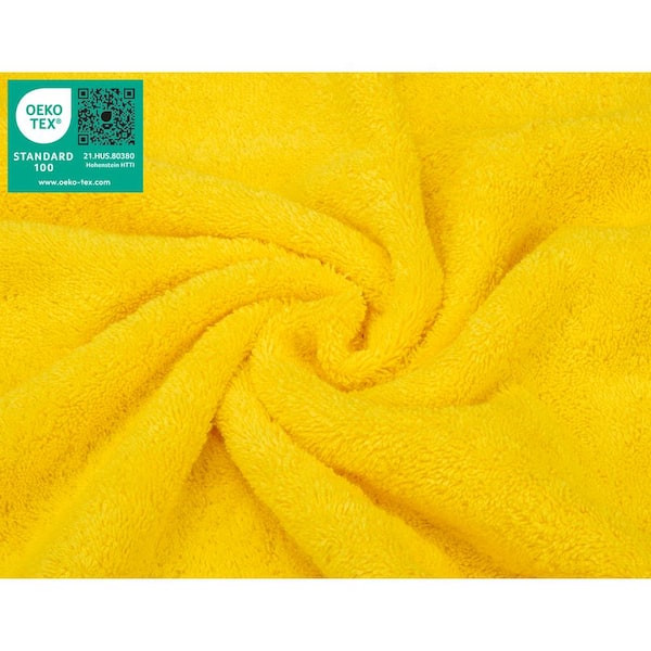 American Soft Linen Washcloth Set 100% Turkish Cotton 4 Piece Face Hand Towels for Bathroom and Kitchen - Lemon Yellow