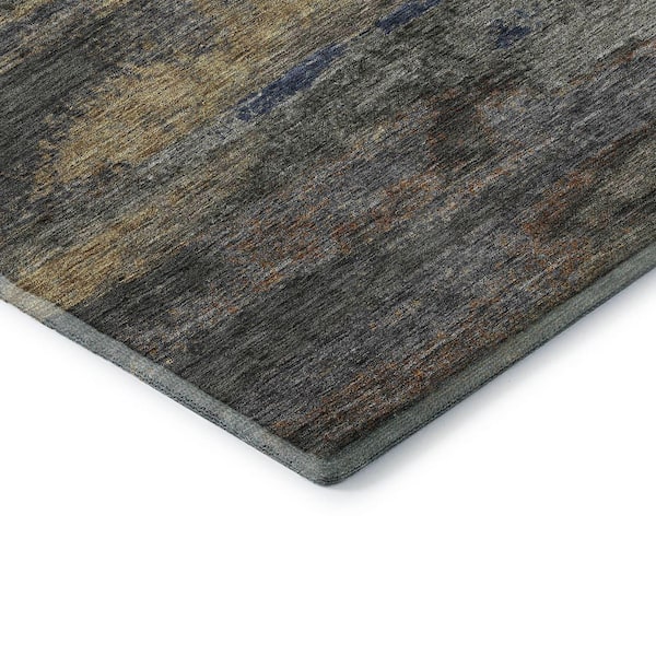 Mayfield Premium Machine Washable Abstract AMF942 Graphite 9 ft. x 12 ft. Area Rug