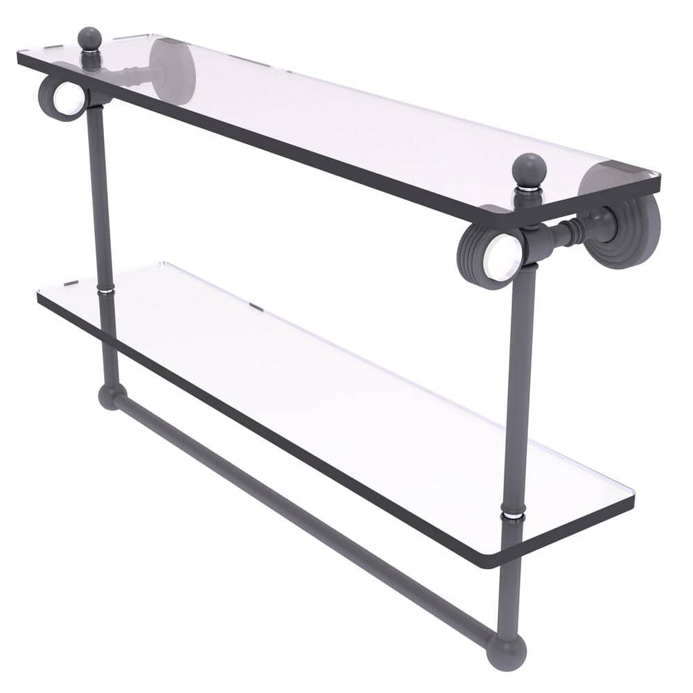 Pacific Grove 22 in. W x 13 in. H 5.13 in. D Glass Rectangular Shelf in Matte Gray with TB and Groovy Accents price history on PriceWatchPro