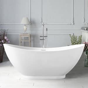 Besancon 69 in. Acrylic Flatbottom Freestanding Bathtub in White