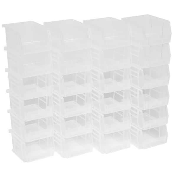 30210 Series, 4 1/8 in. H x 5 3/8 in. D x 3 in. W, Clear Plastic Stackable Storage Bins Hanging Organizer, 24-Pack