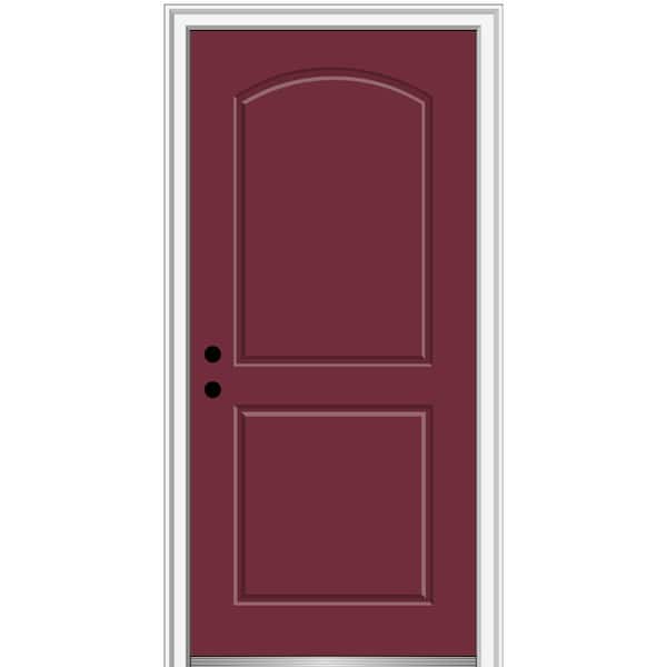 MMI Door 36 in. x 80 in. Right-Hand Inswing 2-Panel Archtop Classic Painted Fiberglass Smooth Prehung Front Door
