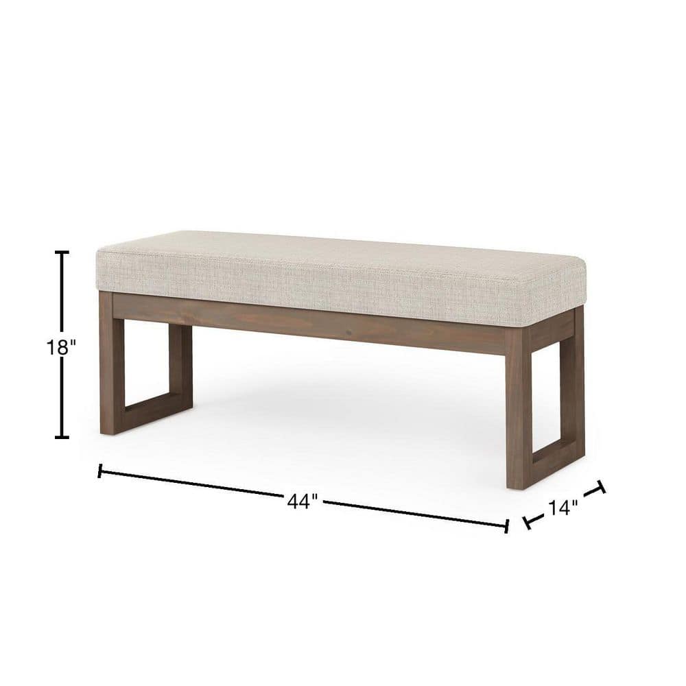 Platinum Tweed Fabric Large Footstool with Driftwood Base