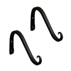 4 in. Tall Black Powder Coat Metal Angled Up Curled Wall Bracket (Set of 2)