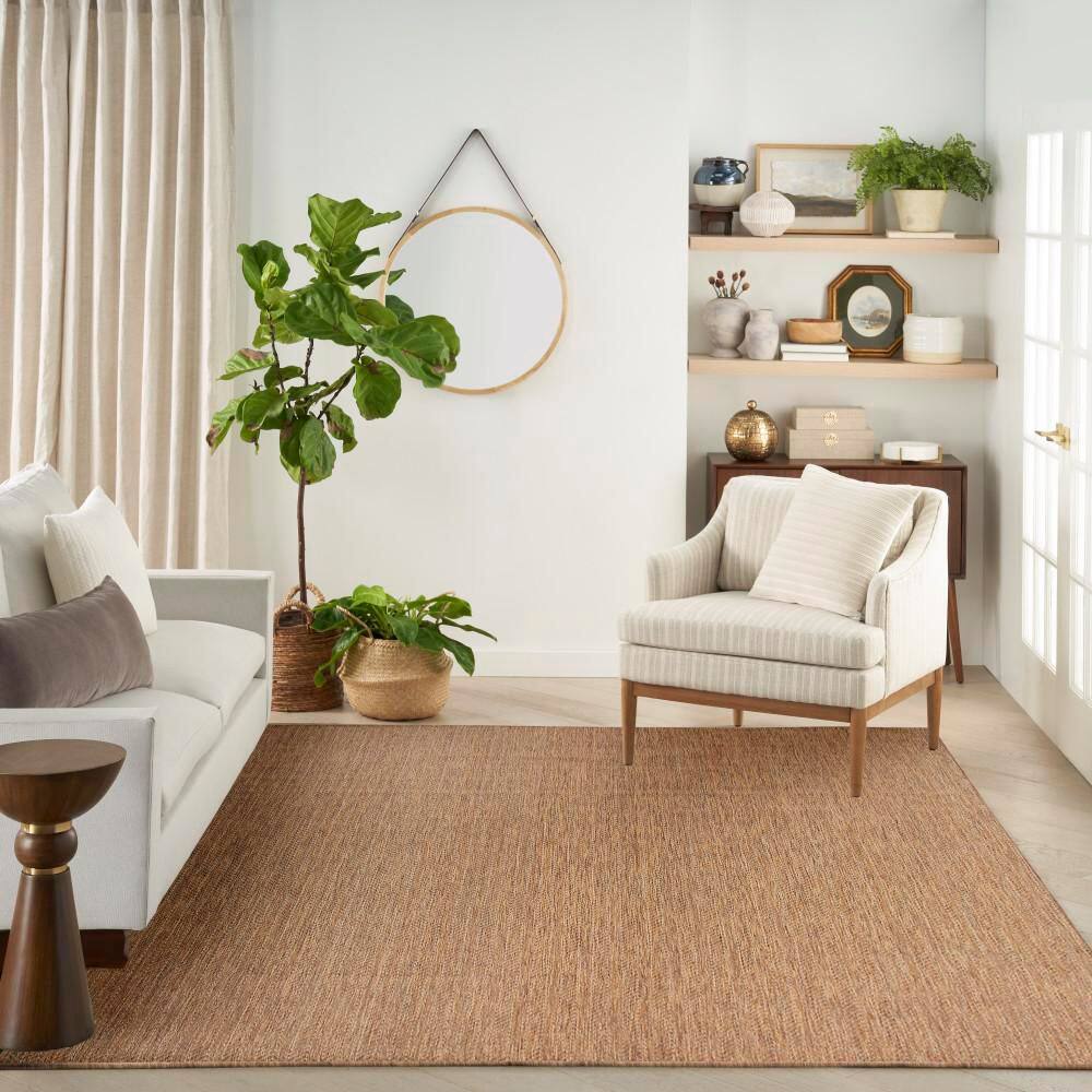 Natural Geometric Flatwoven Rectangular 8' x 10' Indoor/Outdoor Rug