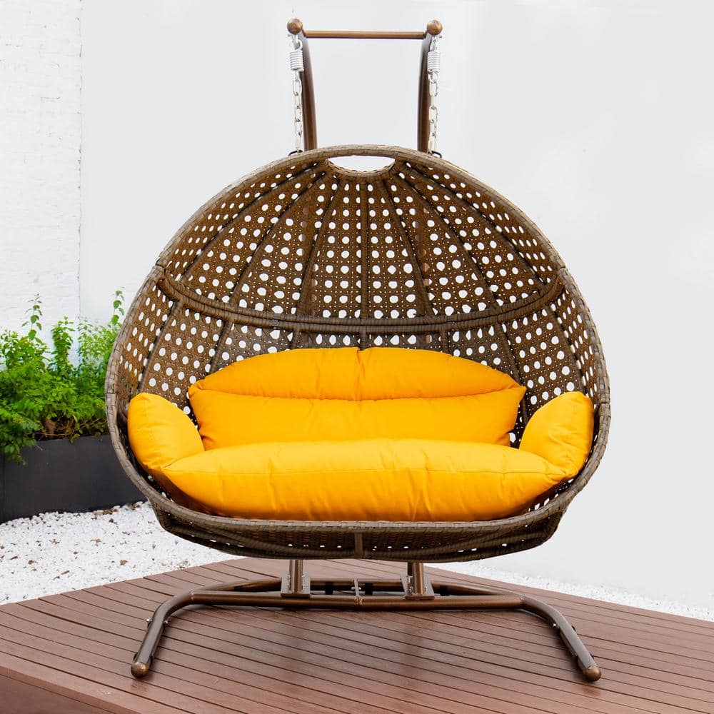 Amber Wicker Double Egg Hanging Chair with Cushions