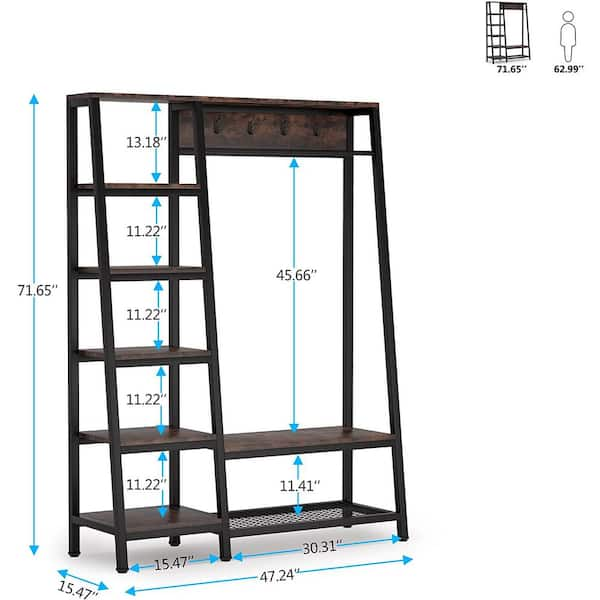 Tribesigns 3.94-ft to 3.94-ft W x 5.84-ft H Brown Ventilated Shelving Wood  Closet System in the Wood Closet Kits department at