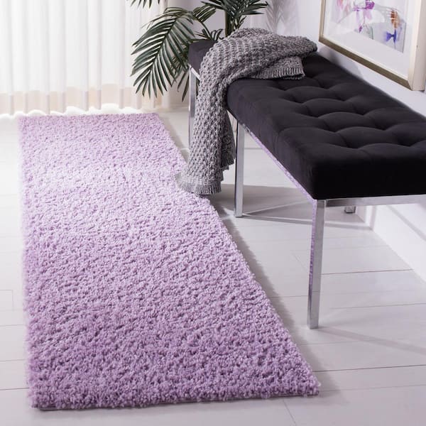 August Shag Lilac 2 ft. x 12 ft. Solid Runner Rug
