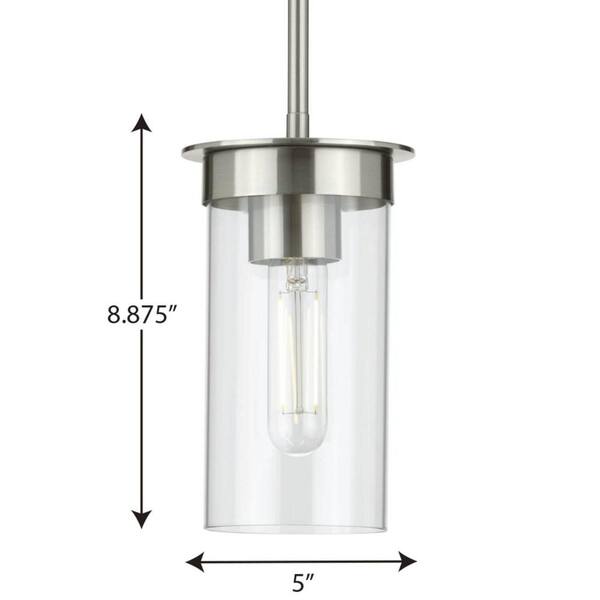 Progress Lighting Kellwyn 4-Light Brushed Nickel Transitional Clear Glass Lantern Medium Hanging Pendant Light