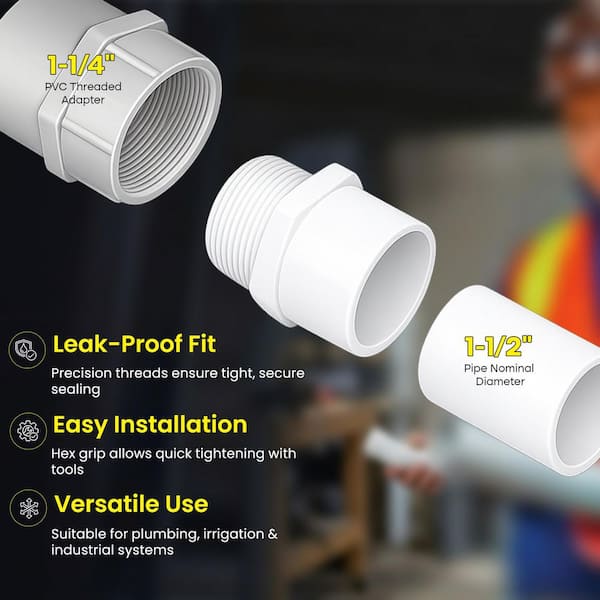 hobby12345さん専用 PLUMBFLEX 1-1/2 in. x 1-1/4 in. White Rigid PVC DWV Trap Adapter