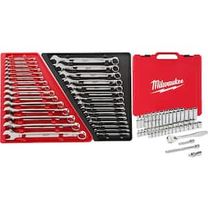 Combination SAE and Metric Wrench Set with 3/8 in. Drive SAE/Metric Ratchet and Socket Mechanics Tool Set (86-Piece)