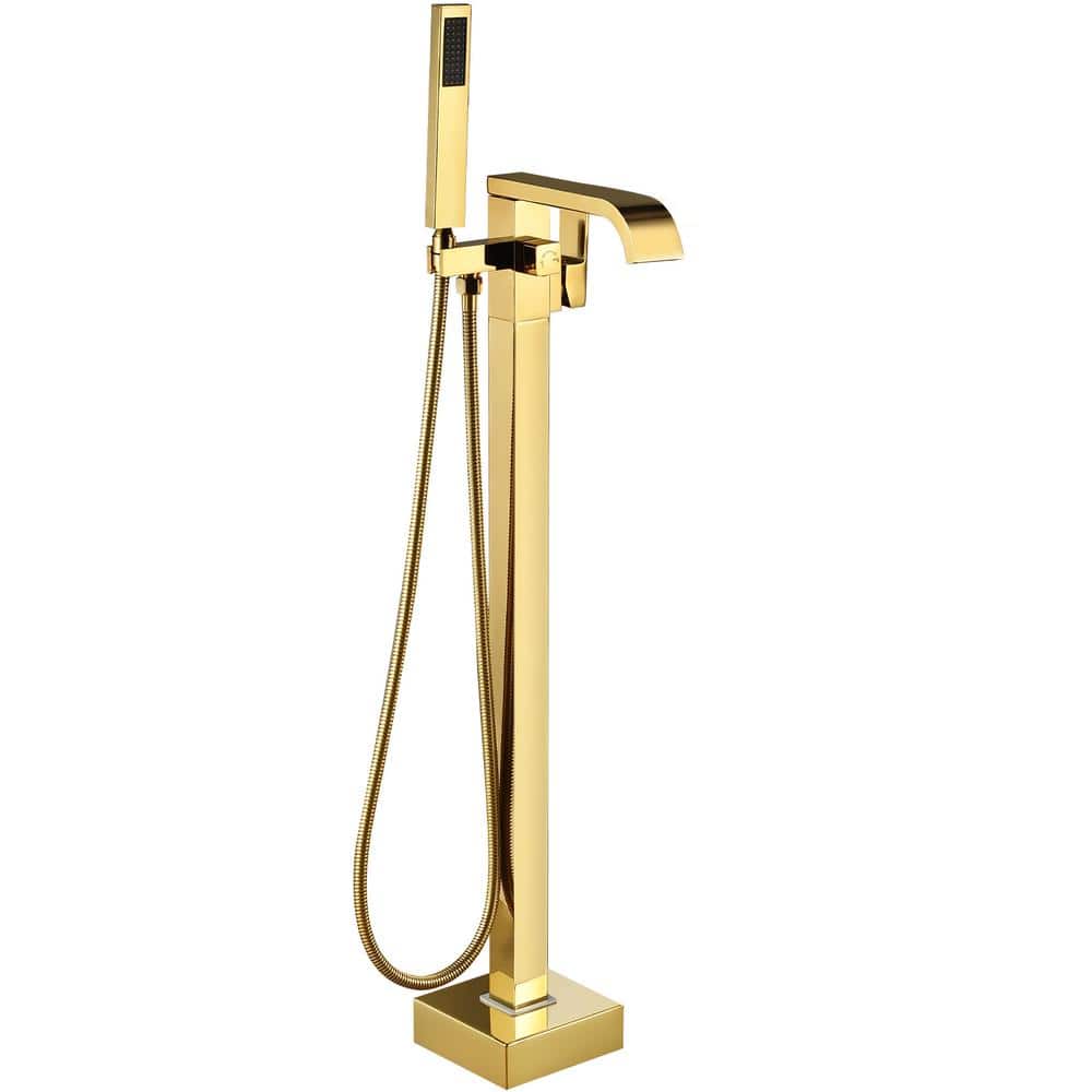Waterfall Single-Handle Floor Mount Freestanding Tub Faucet Bathtub Filler 