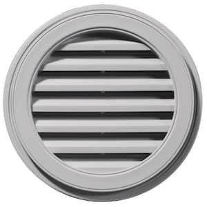 22 in. x 22 in. Round Gray Plastic Built-in Screen Gable Louver Vent