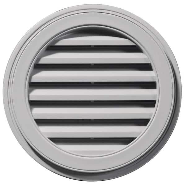 Builders Edge 22 in. x 22 in. Round Gray Plastic Built-in Screen Gable Louver Vent