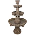 Medici Lion Stone Bonded Resin 4 Tier Fountain in Brown