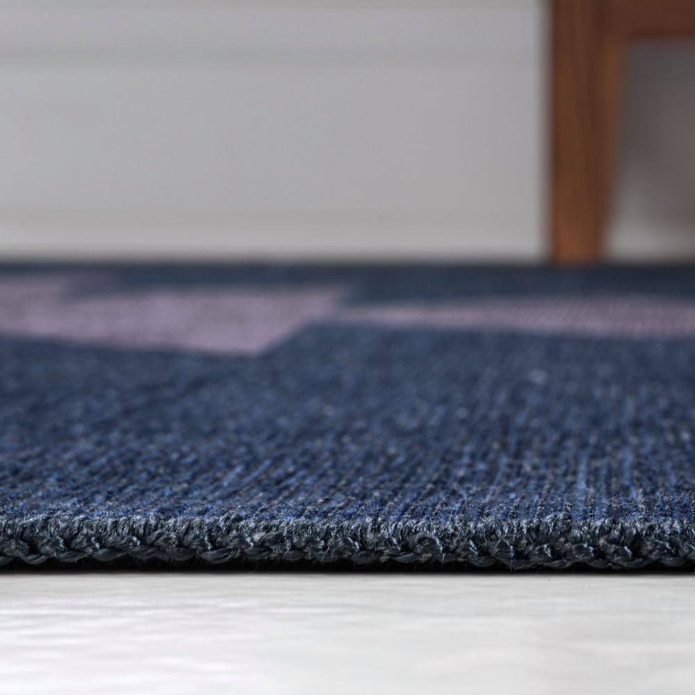 Navy and Purple Geometric Chenille 4' x 6' Washable Rug