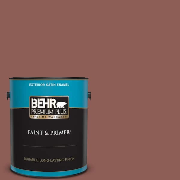 BEHR PREMIUM PLUS 1 gal. #190F-6 Bold Brick Satin Enamel Exterior Paint & Primer