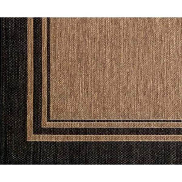 Chestnut and Black Flatwoven Synthetic Runner Rug